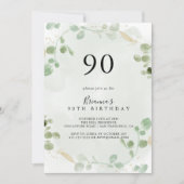 Gold Confetti Eucalyptus 90e verjaardag Kaart (Voorkant)