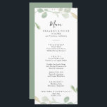 Gold Confetti Eucalyptus Foliage Dinner Menu<br><div class="desc">Deze gouden warme eucalyptusbladermenukaart is ideaal voor een rustige bruiloft. Het ontwerp is voorzien van waterverf eucalyptus groene loof met gouden confetti. Dit menu kan worden gebruikt voor een trouwreceptie,  een repetitief diner,  een vrijgezellenfeest of een evenement.</div>