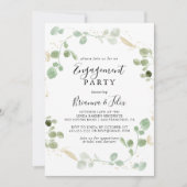 Gold Confetti Eucalyptus Foliage Engagement Party Kaart (Voorkant)