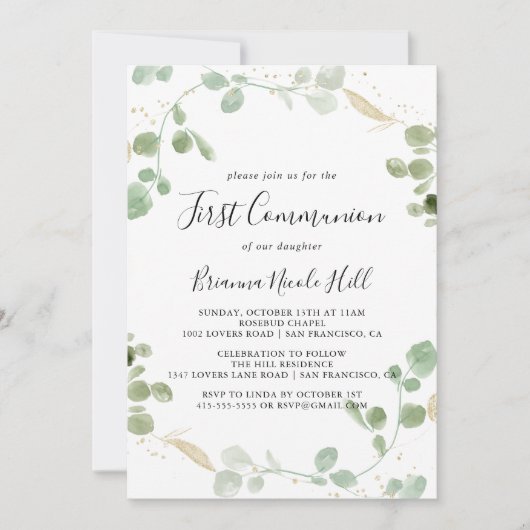 Gold Confetti Eucalyptus Foliage First Community Kaart (Voorkant)