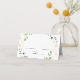 Gold Confetti Eucalyptus Foliage Weddenschap Plaatskaartje