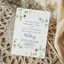 Gold Confetti Eucalyptus Front & Back Wedding