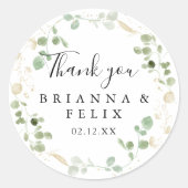 Gold Confetti Eucalyptus Hartelijk dank voor uw hu Ronde Sticker (Voorkant)
