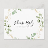 Gold Confetti Eucalyptus Menu Keuze uit RSVP-Brief (Voorkant)
