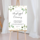 Gold Confetti Eucalyptus Unplugged Ceremony Sign Poster