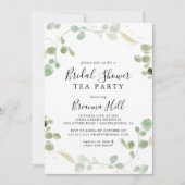 Gold Confetti Eucalyptus Vrijgezellenfeest Tea Kaart (Voorkant)