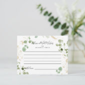Gold Confetti Eucalyptus Weddenschap Kaart (Staand voorkant)