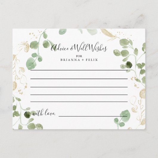 Gold Confetti Eucalyptus Weddenschap Kaart (Voorkant)