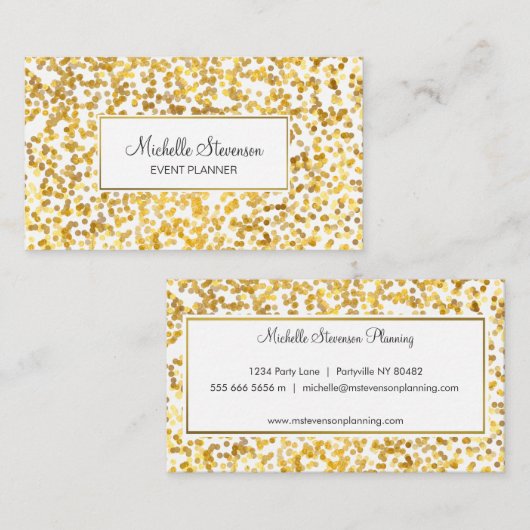 Gold Confetti Event Planner Visitekaartjes (Voorkant / Achterkant)