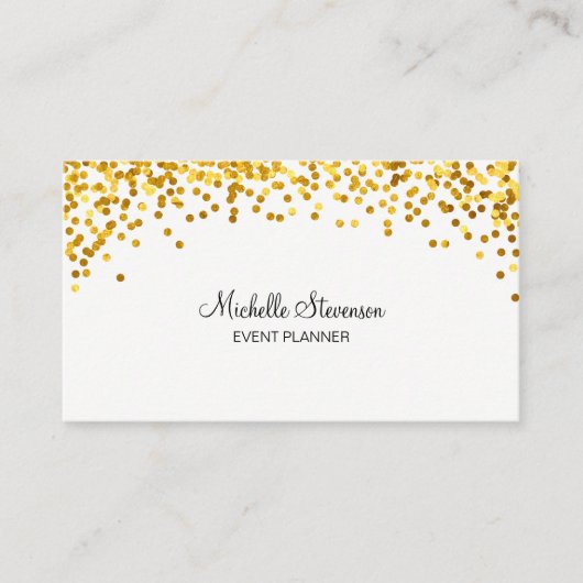 Gold Confetti Event Planner Visitekaartjes (Voorkant)