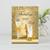 Gold Confetti Fabulous Champagne Heels Birthday Kaart (Staand voorkant)