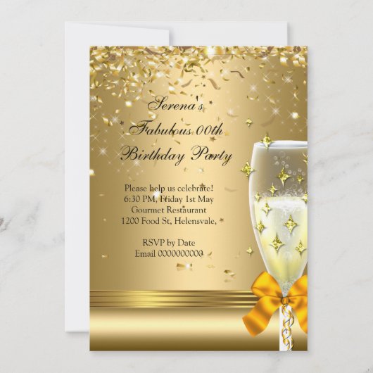 Gold Confetti Fabulous Champagne Heels Birthday Kaart (Achterkant)