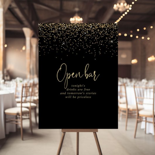 Gold Confetti Fancy handschrift voor bruiloft open Poster
