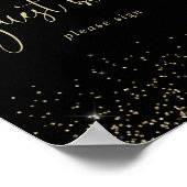Gold Confetti Fancy Manuscript Guest Book Sign Poster (Hoek)
