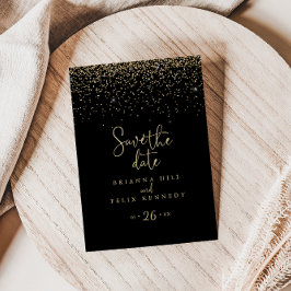 Gold Confetti Fancy Manuscript sparen het Briefkaa Briefkaart