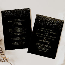 Gold Confetti Fancy script voor en achter bruiloft