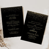 Gold Confetti Fancy script voor en achter bruiloft Kaart