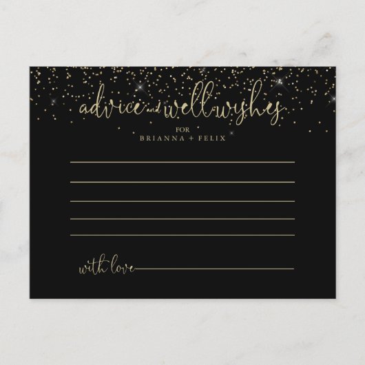 Gold Confetti Fancy Script Weddenvice Card Briefkaart (Voorkant)