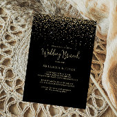 Gold Confetti Fancy Script Wedding Brunch Kaart