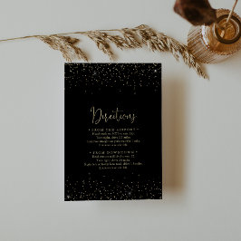 Gold Confetti Fancy Script Wedding Directions Informatiekaartje