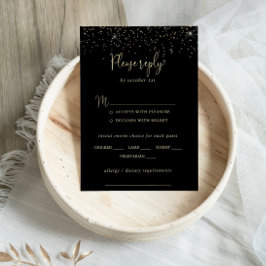 Gold Confetti Fancy Wedding Menu Keuze RSVP
