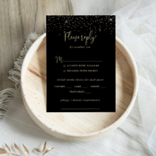 Gold Confetti Fancy Wedding Menu Keuze RSVP