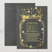 Gold Confetti Fireflies Mason Jar Vrijgezellenfees Kaart (Voorkant / Achterkant)