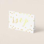 Gold Confetti Folded RSVP Folie Kaarten (Voorkant)