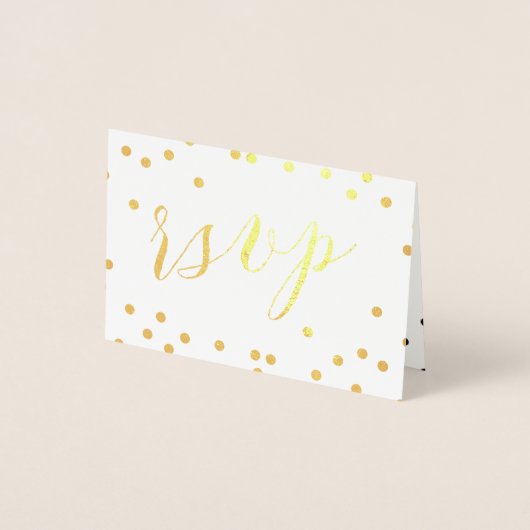 Gold Confetti Folded RSVP Folie Kaarten (Voorkant)