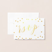 Gold Confetti Folded RSVP Folie Kaarten (Voorkant met envelop)