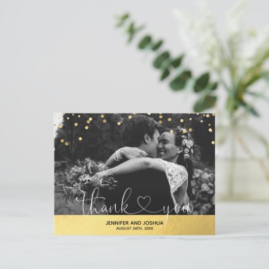 Gold confetti & Folie Weddenschap Hartelijk dank | Briefkaart (Staand voorkant)
