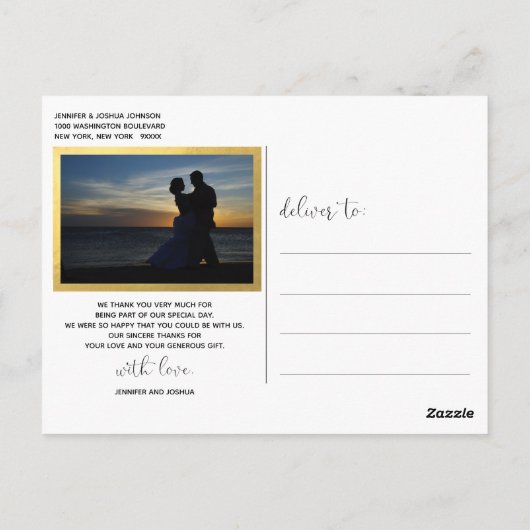 Gold confetti & Folie Weddenschap Hartelijk dank | Briefkaart (Achterkant)