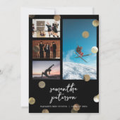 Gold Confetti Foto Afstuderen Aankondiging (Achterkant)