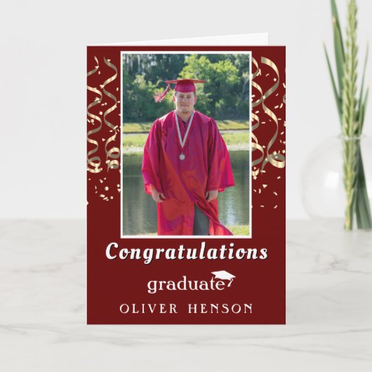 Gold Confetti Gefeliciteerd Afstuderen Foto Kaart (Voorkant)