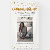 Gold Confetti Gefeliciteerd Afstuderen Foto Spandoek (Verticaal)