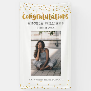 Gold Confetti Gefeliciteerd Afstuderen Foto Spandoek