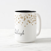 Gold Confetti Glam Glitter Tweekleurige Koffiemok (Voorkant rechts)