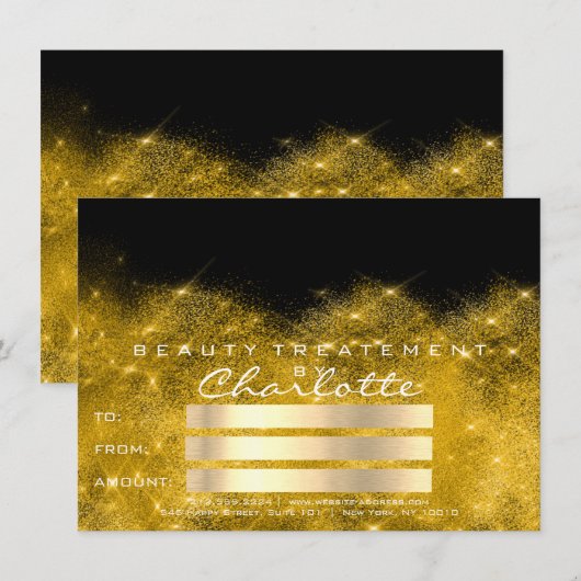 Gold Confetti Glitter Beaty Salon Certificate Gift (Voorkant / Achterkant)
