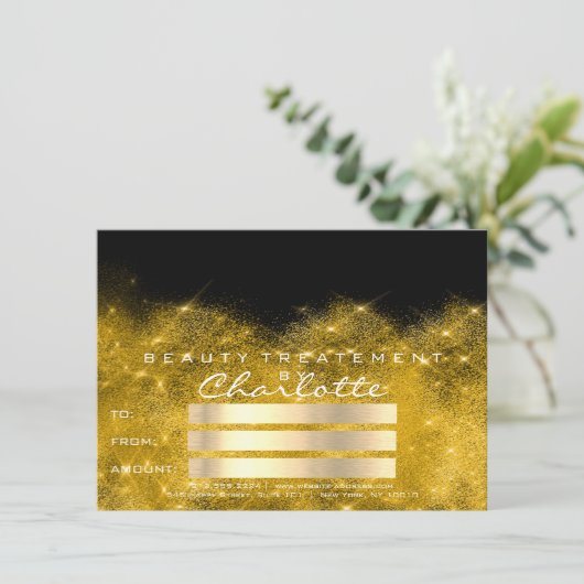 Gold Confetti Glitter Beaty Salon Certificate Gift (Staand voorkant)