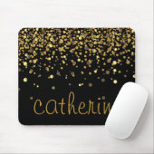 Gold Confetti Glitter Black Faux Folie Glittery Muismat (Met muis)