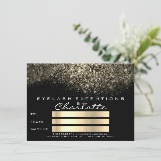 Gold Confetti Glitter Black White Certificate Gift (Staand voorkant)