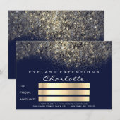 Gold Confetti Glitter Blue Navy Certificate Gift (Voorkant / Achterkant)