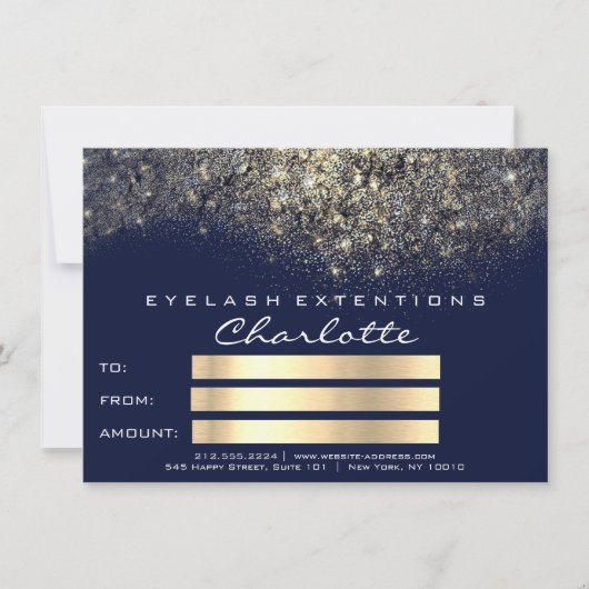 Gold Confetti Glitter Blue Navy Certificate Gift (Voorkant)