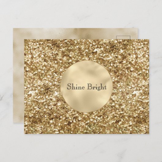 Gold Confetti Glitter Briefkaart (Voorkant / Achterkant)