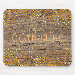 Gold Confetti Glitter Faux Foil Wooden Glittera Muismat