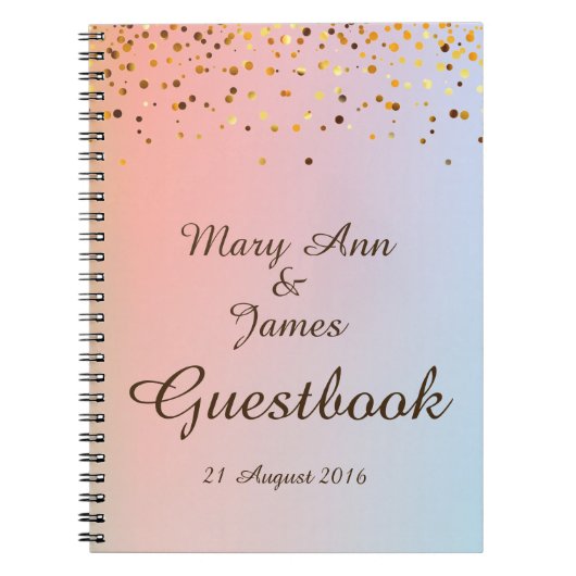 Gold Confetti Glitter Faux Folie Gele Gest Notitieboek (Voorkant)