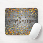 Gold Confetti Glitter Faux Folie Wooden Glittery Muismat (Met muis)