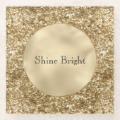 Gold Confetti Glitter Glazen Onderzetter (Voorkant)