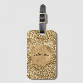 Gold Confetti Glitter Heart Bagagelabel