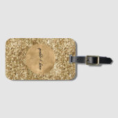 Gold Confetti Glitter Heart Bagagelabel (Voorkant (horizontaal))